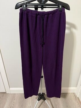 Loro Piana Cashmere Lounge Pants IT 44 Purple Drawstring High Rise Knit Italy